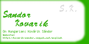 sandor kovarik business card